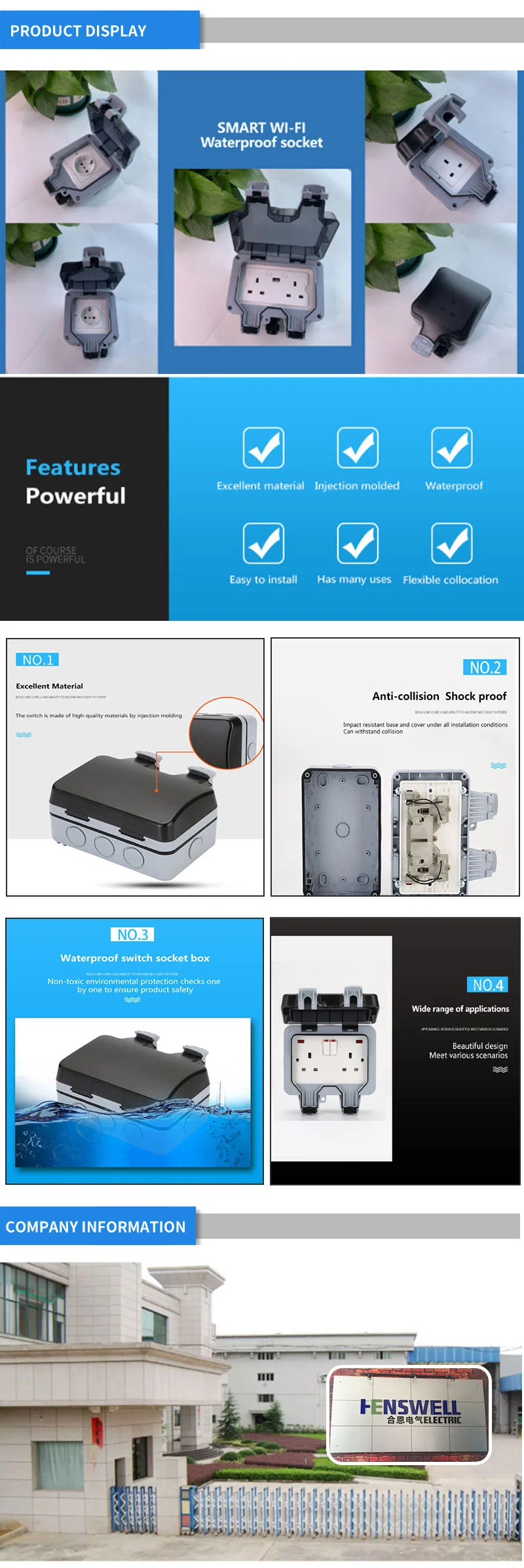 High Quality for Sale in Large Quantities Waterproof Power Connector Wall Plug Socket